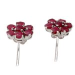 Agate button earrings, 'Magenta Blossom' - Handmade Agate and Sterling Silver Floral Button Earrings