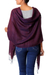 Silk and wool shawl, 'Rich Burgundy' - Artisan Crafted Wool and Silk Shawl with Fringe from India (image 2c) thumbail