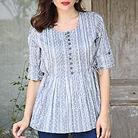 Featured review for Cotton blouse, Dancing Bubbles in Grey