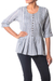 Cotton blouse, 'Dancing Bubbles in Grey' - Artisan Crafted 100% Cotton Blouse in Grey and White (image 2b) thumbail