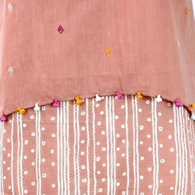 Blusa de algodón - Blusa melocotón 100% algodón artesanal de la India