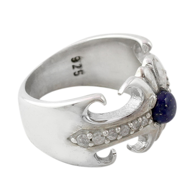 Lapis lazuli cocktail ring, 'Blue Charm' - Hand Crafted Lapis Lazuli and Sterling Silver Cocktail Ring