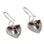 Garnet dangle earrings, 'Radiant Romance' - Hand Crafted Silver and Garnet Heart Shaped Dangle Earrings