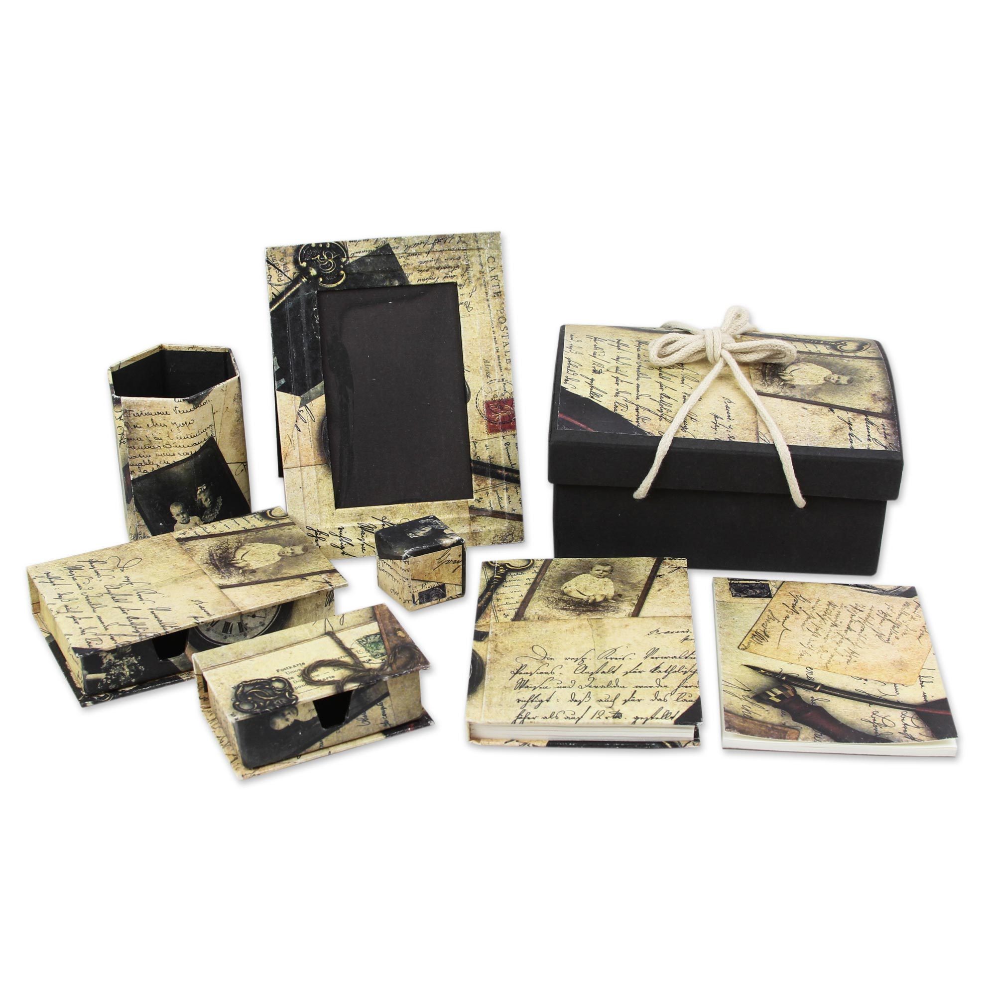 Paper Desk Accessory Set 8 Pieces From India Beautiful Memories
