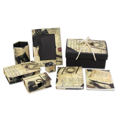 Unicef Market Paper Desk Accessory Set 8 Pieces From India