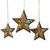 Papier mache ornaments, 'Starry Floral' (set of 3) - Artisan Crafted Papier Mache Star Ornaments (Set of 3)
