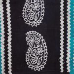 Cotton batik scarf,  'Modern Espresso Paisley' - Batik Paisley Cotton Scarf in Espresso, Teal, and White