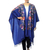 Wollbestickter Kimono, 'Persisches Meer - Blauer Wollkimono mit Kettenstich-Blumenstickerei