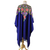 Kimono bordado en lana, 'Mar de Persia - Kimono de lana azul con bordado floral de punto de cadeneta