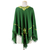 Poncho de lana - Poncho cachemira de lana verde con bordado floral y punto cadeneta