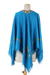 Wool poncho, 'Colorful Affair' - Artisan Crafted 100% Wool Blue Poncho with Floral Embroidery (image 2b) thumbail