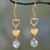Pendientes colgantes de topacio azul vermeil de oro - Pendientes Corazón de Plata Vermeil de India con Topacio Azul