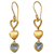 Pendientes colgantes de topacio azul vermeil de oro - Pendientes Corazón de Plata Vermeil de India con Topacio Azul