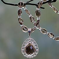 Smoky quartz pendant necklace,