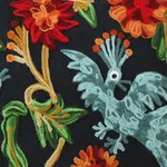 Cotton cushion covers, 'Blue Cockatoos' (pair) - 2 Black Cotton Chainstitch Embroidery Floral Cushion Covers