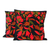 Cotton cushion covers, 'Poppies at Midnight' (pair) - 2 Chainstitch Embroidery Black Cotton Floral Cushion Covers (image 2a) thumbail