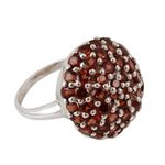 Garnet cluster ring, 'Red Geranium' - Indian Sterling Silver and Garnet Cluster Ring