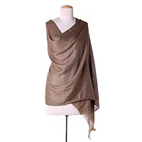 Wool shawl, 'Brown Delight' - Rich Brown 100% Wool Shawl Artisan Crafted Indian Soft Wrap
