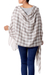 Wool shawl, 'Salient Paths' - Wool Shawl from India Grey Checkered Pattern over Cream