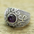 Amethyst domed ring, 'Violet Flourish' - Women's Sterling Silver Domed Ring with a Cabochon Amethyst