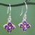 Amethyst dangle earrings, 'Petite Petals' - Floral Amethyst Dangle Earrings Artisan Crafted Jewelry (image 2) thumbail