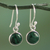 Sterling silver and malachite dangle earrings, 'Malachite Spheres' - High Polish Sterling Silver and Malachite Dangle Earrings (image 2) thumbail