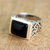 Onyx single stone ring, 'Disguise' - Sterling Silver Black Onyx Ring with Nature Motif (image 2) thumbail