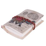 Paper mini-journals, 'Royal Stride' (pair) - 2 Handmade Paper Journals from India with Marching Elephants