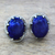 Lapis lazuli stud earrings, 'Morning Mystery' - Handcrafted Lapis Lazuli Stud Earrings in Sterling Silver