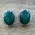 Malachite stud earrings, 'Morning Forest' - Sterling Silver and Deep Green Malachite Earrings thumbail
