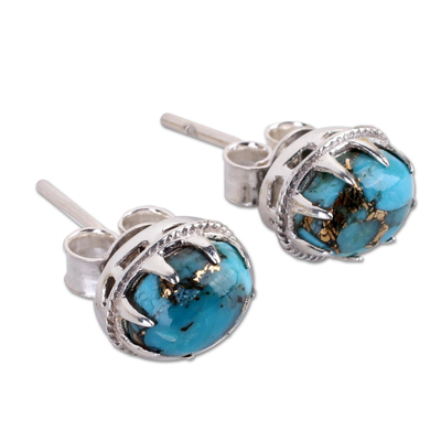 Sterling silver stud earrings, 'Morning in Blue' - Sterling Silver Stud Earrings with Blue Composite Turquoise