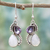 Amethyst and rainbow moonstone dangle earrings, 'Two Teardrops' - Silver and Rainbow Moonstone Earrings with Faceted Amethyst