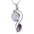 Amethyst and rainbow moonstone pendant necklace, 'Colorful Curves' - India Handcrafted Amethyst and Rainbow Moonstone Necklace (image 2a) thumbail
