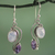 Amethyst and rainbow moonstone dangle earrings, 'Colorful Curves' - India Handcrafted Amethyst and Rainbow Moonstone Earrings thumbail