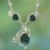 Cultured pearl Y necklace, 'Dew Blossom' - Composite Turquoise and Cultured Pearl Y Necklace