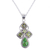Peridot pendant necklace, 'Geometric Illusions in Green' - Green Peridot and Composite Turquoise India Silver Necklace