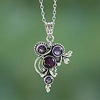 Amethyst pendant necklace, 'Mystic Lilac Jaipur' - Handmade Amethyst and Sterling Silver Pendant Necklace