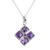 Amethyst pendant necklace, 'Quartered Harmony in Lilac' - Handmade Amethyst and Composite Turquoise Necklace (image 2c) thumbail