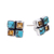 Citrine button earrings, 'Harmonious Sky' - Citrine and Blue Composite Turquoise Button Earrings (image 2b) thumbail
