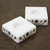 Marble tealight holders, 'Blooming Buds in Green' (Pair) - Square Marble Tealight Holders with Green Blooms (Pair) (image 2) thumbail