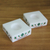 Marble tealight holders, 'Blooming Buds in Green' (Pair) - Square Marble Tealight Holders with Green Blooms (Pair) (image 2c) thumbail