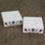 Marble tealight holders, 'Blooming Buds in Blue' (pair) - Square Marble Tealight Holder with Blue Blooming Buds (Pair) (image 2) thumbail