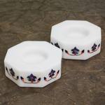Marble tealight holders, 'Floral Alliance in Blue' (pair) - Octagon Marble Tealight Holders with Blue Buds (Pair)