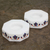 Marble tealight holders, 'Floral Alliance in Blue' (pair) - Octagon Marble Tealight Holders with Blue Buds (Pair) (image 2) thumbail