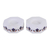 Marble tealight holders, 'Floral Alliance in Blue' (pair) - Octagon Marble Tealight Holders with Blue Buds (Pair) thumbail
