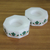 Marble tealight holders, 'Floral Alliance in Green' (pair) - Octagon Marble Tealight Holder with Green Buds (Pair) (image 2c) thumbail