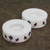 Marble tealight holders, 'Floral Symmetry in Blue' (pair) - Round Marble Tealight Holder with Blue Blooming Buds (Pair) (image 2) thumbail
