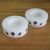 Marble tealight holders, 'Floral Symmetry in Blue' (pair) - Round Marble Tealight Holder with Blue Blooming Buds (Pair) (image 2c) thumbail