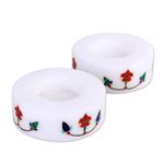 Marble tealight holders, 'Floral Disc' (pair) - Pair of Marble Tealight Holders Handcrafted in India