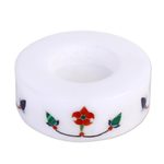 Marble tealight holders, 'Floral Disc' (pair) - Pair of Marble Tealight Holders Handcrafted in India